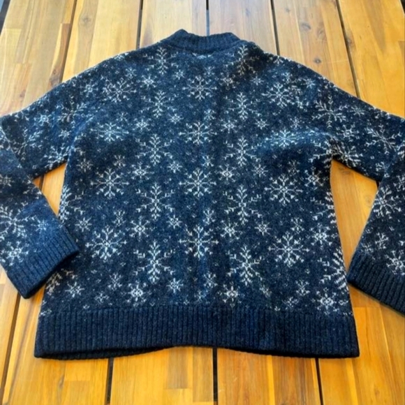 Jones New‎ York Grey Snowflake Wool Mohair Blend Zip Up Sweater Size Petite Med - Picture 2 of 3